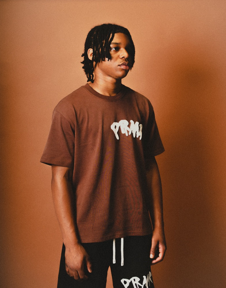 "BASIC BUT NOT BASIC" T SHIRT [BROWN]